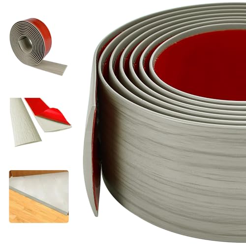 DIKEBAO Übergangsschiene Selbstklebend Übergangsleiste Laminat Abschlussleiste Vinyl Abschlussprofil PVC Übergangsprofil 2m Teppichschienen Vinylboden Abschlussleiste für Teppich Boden (Grau 50mm) von DIKEBAO
