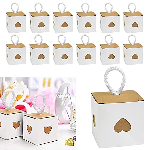 DIKEBAO 30 Stück Geschenkboxen Karton Geschenkschachtel Herz Pralinenschachtel kleine Schachteln braune und weiße Kraftpapierbox Leere Geschenkbox für Jubiläen Geburtstage Hochzeiten weihnachten von DIKEBAO