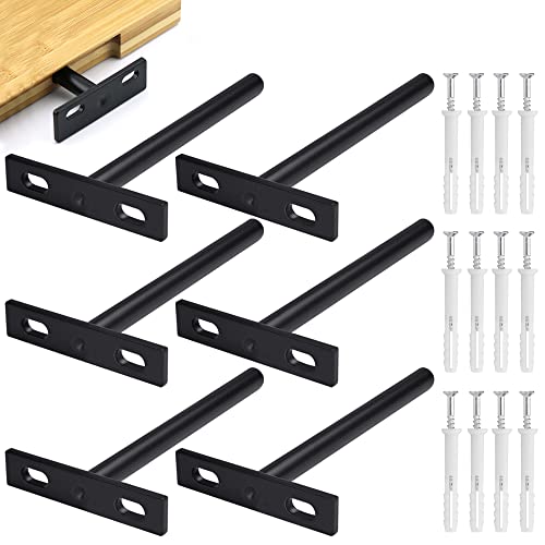 DIKEBAO 6 Stück Schwebende Regalhalterung Unsichtbare Regalträger Schwimmender Regalbodenträger Schwerlast Tablarträger 125*70mm Regalhalter Verdeckt mit 12 Schrauben und Expansionsrohre für Regale von DIKEBAO