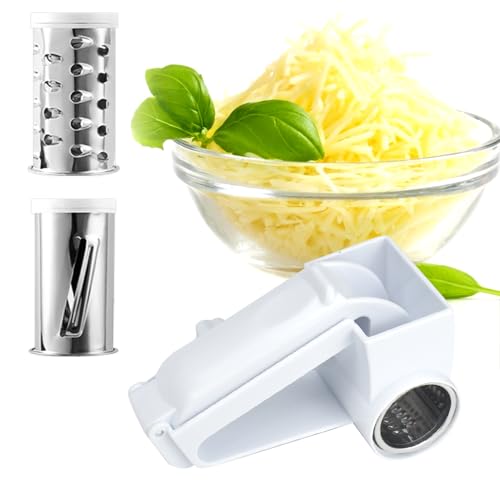 DIKEBAO Parmesanreibe Käsereibe mit Kurbel Parmesanmühle Trommelreibe Drehen mit 3 Edelstahl-Feintrommel Hand Käsereibe Kurbel Käsemühle Kase Reibe Küchenreibe Cheese Grater für Käse Gemüse Obst von DIKEBAO