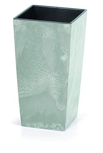 Blumentopf 12x12x20 cm | Übertopf in modernem Design mit Innenbehälter zum Erdensparen | Blumentöpfe aus Kunststoff für stilvolle Pflanzenarrangements | Beton von DIKEL