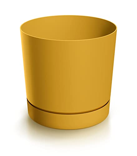 Blumentopf Ø 20 cm, Höhe 19 cm | Übertopf in Eleganter Design aus langlebigem Kunststoff, witterungs- und UV-beständig | Blumentöpfe für stilvolle Garten- und Raumgestaltung | Gelb von DIKEL