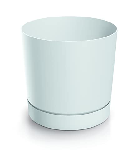 Blumentopf Ø 24 cm, Höhe 23 cm | Übertopf in Eleganter Design aus langlebigem Kunststoff, witterungs- und UV-beständig | Blumentöpfe für stilvolle Garten- und Raumgestaltung | Weiß von DIKEL
