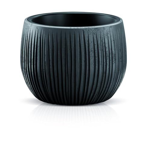DIKEL Blumentopf Ø 13 cm, Höhe 11 cm | Übertopf in Betonoptik aus langlebigem Kunststoff, witterungs- und UV-beständig | Blumentöpfe für stilvolle Garten- und Raumgestaltung | Schwarz Beton von DIKEL