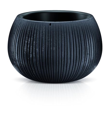 DIKEL Blumentopf Ø 20 cm, Höhe 16 cm | Übertopf in Betonoptik aus langlebigem Kunststoff, witterungs- und UV-beständig | Blumentöpfe für stilvolle Garten- und Raumgestaltung | Schwarz Beton von DIKEL