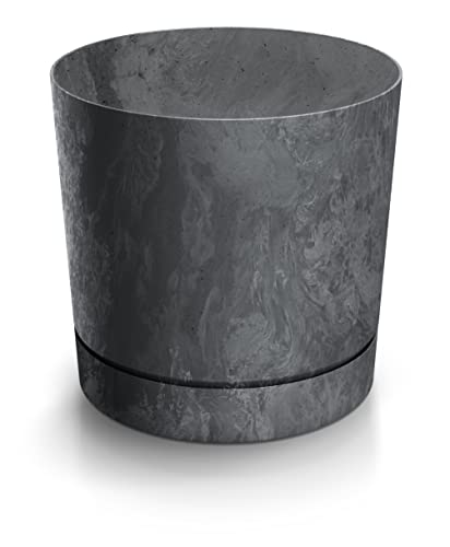 DIKEL Blumentopf Ø 20 cm, Höhe 19 cm | Übertopf in Betonoptik aus langlebigem Kunststoff, witterungs- und UV-beständig | Blumentöpfe für stilvolle Garten- und Raumgestaltung | Beton Grau von DIKEL