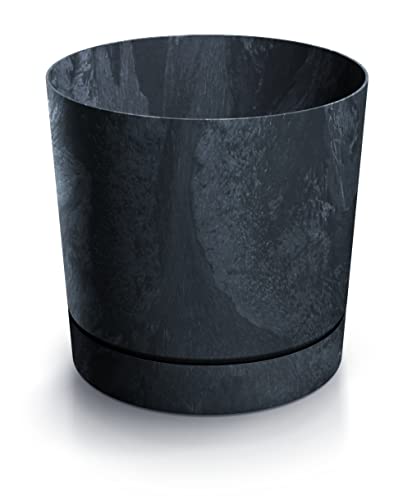 DIKEL Blumentopf Ø 24 cm, Höhe 23 cm | Übertopf in Betonoptik aus langlebigem Kunststoff, witterungs- und UV-beständig | Blumentöpfe für stilvolle Garten- und Raumgestaltung | Beton Anthrazit von DIKEL