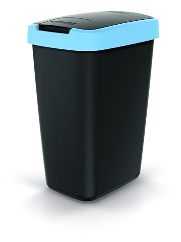 Mülleimer Küche 12L aus Kunststoff | Abfalleimer mit Deckel und Doppelfunktion | Küchenabfalleimer mit die Klappe lässt sich auf zwei Arten öffnen | Recycling & Mülltrennung leicht gemacht - Blau von DIKEL