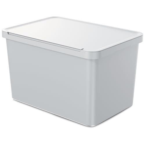 Mülleimer Küche Kunststoff 3 Fächer | Abfalleimer 1x23L + 2x10L mit Deckel und herausnehmbarem Rahmen zum Einhängen von Abfallsäcken | Küchenabfalleimer mit Wandhalterung | Mülltrennung - Esche von DIKEL