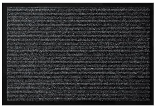 Schmutzfangmatte 40x60 cm | Fußmatte aus Polypropylen mit gummierter Unterseite, rutschhemmend und wetterfest | Fussmatte außen ideal für den Außenbereich, ideal für Haushalte und Büro | Anthrazit von DIKEL