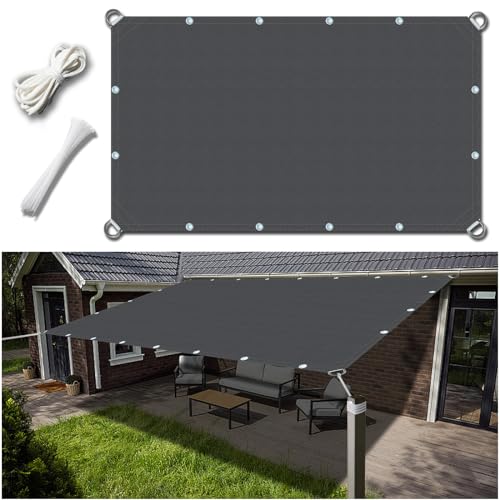 Balkon Sichtschutz UV Schutz Wasserundurchlässiges Sichtschutz Balkonsegel im Sommer für Schwimmbad Terrassendach(2.5x7m, dunkelgrau) von DIKENI