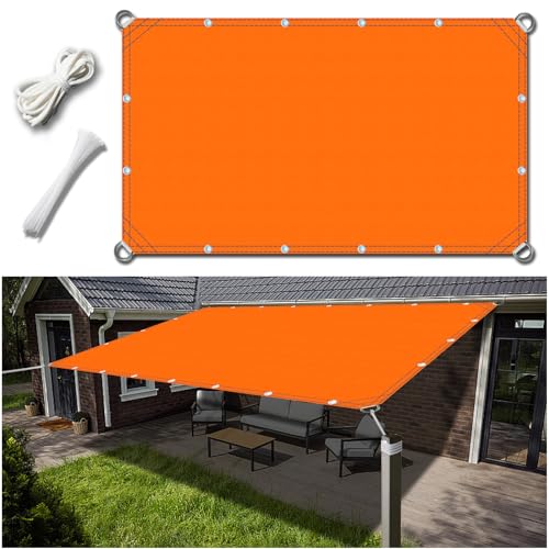 Sonnenschutz Terrasse UV Schutz Wasserundurchlässiges Sichtschutz Schattensegel inkl Befestigungsseile Und Kabelbinder für Schwimmbad Terrassendach(2.5x3.5m, orange) von DIKENI