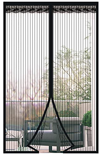 DIKER Fliegengitter Magnet Tür, 90x200cm Fliegenvorhang Magnet Balkontür Ohne Bohren, Insektenschutz Vorhang, Moskitonetz türe, fliegentüren für Wohnzimmer Terrassentür (Schwarz) von DIKER