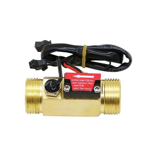 OPFVUJIKX 1/2 "3/4" Messing-Wasserdurchflusssensor, 1,75 MPa, Hall-Sensor, Turbinen-Durchflussmesser, 5~18 V, zur Messung des Durchflusses des Mediums(DN15) von DIKKAC