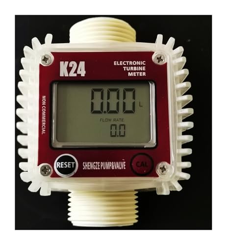 OPFVUJIKX Digitaler K24 Turbinendurchflussmesser 1 Zoll Vertikaler/Horizontaler Durchflussmesser for Dieselöl und Kraftstoff for Chemikalien Flüssigkeitswasser(Red Vertical) von DIKKAC