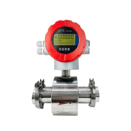 OPFVUJIKX Electromagnetic Flow Meter Water Clamp Connection PTFE Lining AC 24VDC Liquid Milk Flowmeter(DN10 SS304 Clamp) von DIKKAC