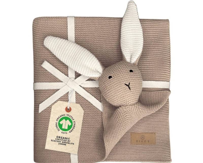 Babydecke DIKOS® Babydecke SCHMUSE-HASE Baby Geschenk Mädchen Junge Geschenkset, DIKOS, Geschenk zur Geburt, PREMIUM Qualität, 100 % BIO Baumwolle, nachhaltig von DIKOS