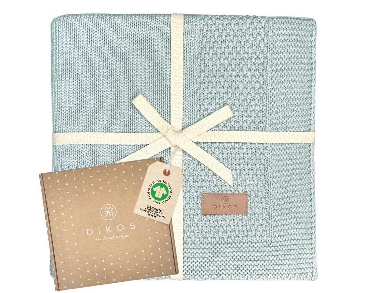 Babydecke DIKOS® Babydecke aus *100%* Bio Baumwolle, Strickdecke, Geschenk, DIKOS, PREMIUM Qualität, 75x100 cm, atmungsaktiv, nachhaltig, kuschelweich von DIKOS