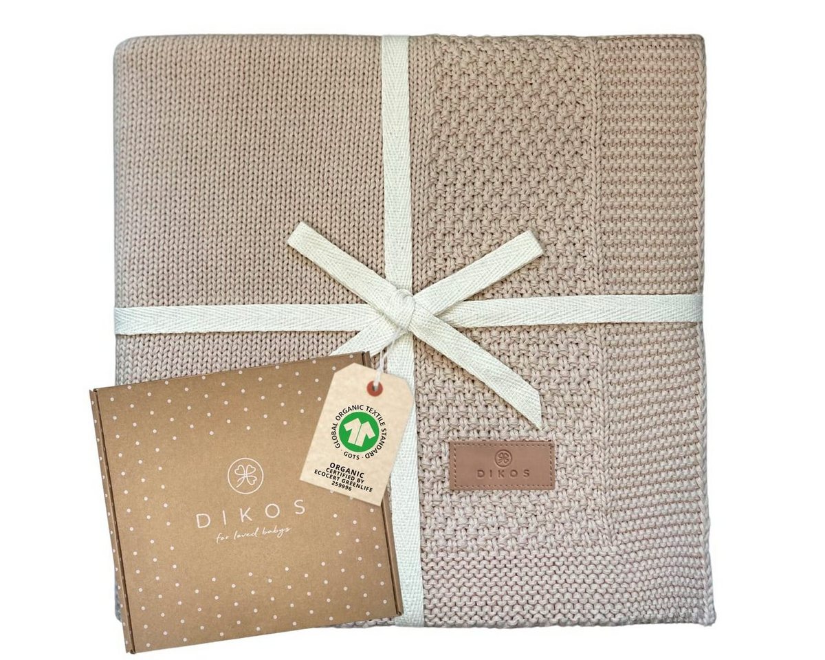 Babydecke DIKOS® Babydecke aus *100%* Bio Baumwolle, Strickdecke, Geschenk, DIKOS, PREMIUM Qualität, 75x100 cm, atmungsaktiv, nachhaltig, kuschelweich von DIKOS
