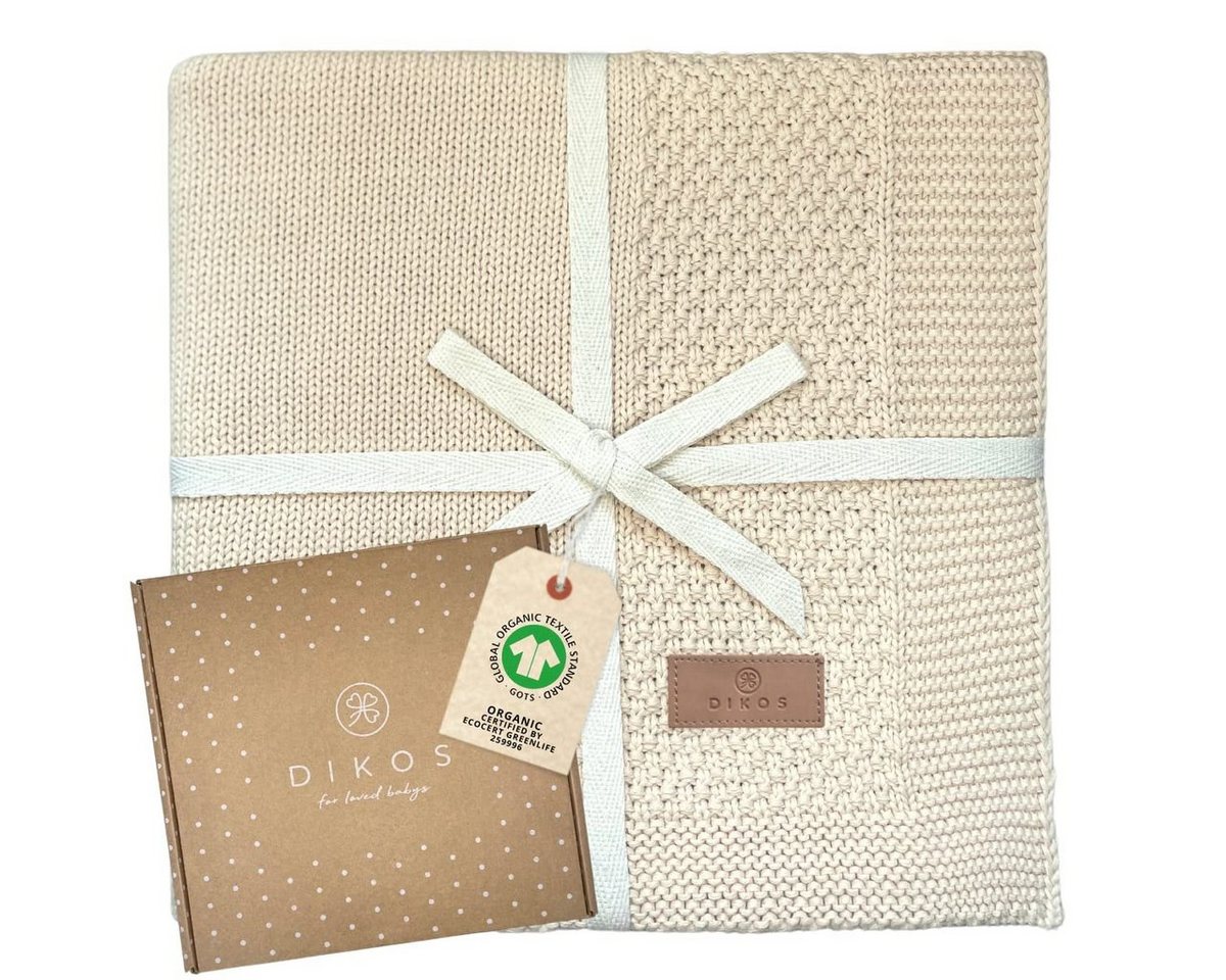 Babydecke DIKOS® Babydecke aus *100%* Bio Baumwolle, Strickdecke, Geschenk, DIKOS, PREMIUM Qualität, 75x100 cm, atmungsaktiv, nachhaltig, kuschelweich von DIKOS