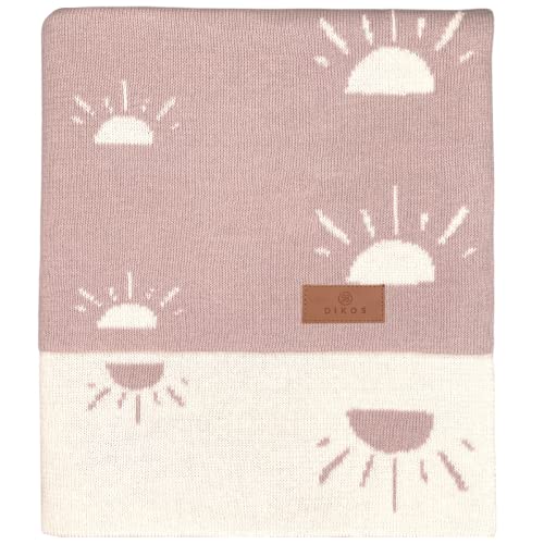 DIKOS® Babydecke Sonne Altrosa - 100% GOTS zertifizierte Bio Baumwolle - kuschelweiche Neugeborenen Decke Baby Mädchen ganzjährig Strickdecke Schmusedecke Baby Erstausstattung Geschenke zur Geburt von DIKOS