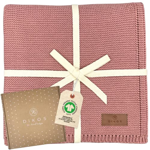 DIKOS® Babydecke Beere aus *100%* GOTS Bio Baumwolle | 4 Jahreszeiten Neugeborenen Decke für Baby Mädchen | Strickdecke Kuscheldecke Baumwolldecke Kinderwagen | Erstausstattung Geschenk zur Geburt von DIKOS