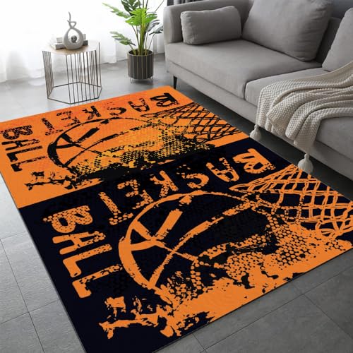 Basketball Teppich Schlafzimmer rutschfeste FußMatte Sport Graffiti Kinderteppich Dekoration Carpets Teenager Kurzflor Flanell Teppiche Home Spielteppiche für Wohnzimmer 180x240 cm von DILANI