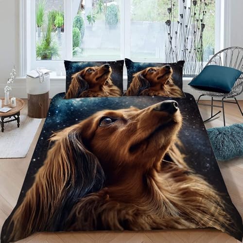 Bettwäsche 135x200 Kinder Dackel 3D Bettwäsche-Set 3 Teilig Kawaii Tiere Weiche Microfaser Bettbezug mit Reißverschluss und Kissenbezug 80x80cm für Mädchen Jungen Kinder Bettwäsche 135x200 Kinder Dackel 3D Bettwäsche-Set 3 Teilig Kawaii Tiere Weiche Microfaser Bettbezug mit Reißverschluss und Kissenbezug 80x80cm für Mädchen Jungen Kinder von DILANI