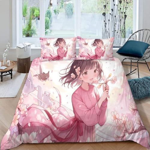 DILANI Anime Mädchen Bettwäsche Set 200x200cm Japanische Manga-Kawaii 3D-Druck Weiche Mikrofaser 3 Teilig Bettbezüge mit Reißverschluss und 2 Kissenbezüge 80 x 80 cm für Erwachsene Kinder DILANI Anime Mädchen Bettwäsche Set 200x200cm Japanische Manga-Kawaii 3D-Druck Weiche Mikrofaser 3 Teilig Bettbezüge mit Reißverschluss und 2 Kissenbezüge 80 x 80 cm für Erwachsene Kinder von DILANI