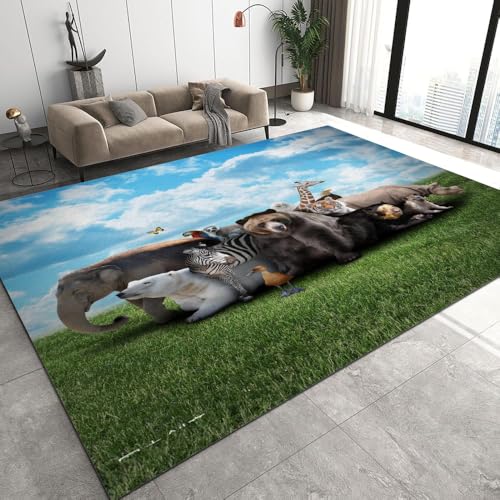 DILANI Elefant Kurzflor Teppich Matten rutschfeste FußMatte Kinderteppich Modern 3D Afrika Tiere Kinder Spielteppiche FüR Schlafzimmer Flur Wohnzimmer Boden Teppich 140x200 cm DILANI Elefant Kurzflor Teppich Matten rutschfeste FußMatte Kinderteppich Modern 3D Afrika Tiere Kinder Spielteppiche FüR Schlafzimmer Flur Wohnzimmer Boden Teppich 140x200 cm von DILANI