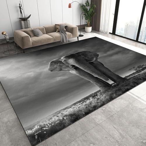 DILANI Elefant Kurzflor Teppich Matten rutschfeste FußMatte Kinderteppich Modern 3D Afrika Tiere Kinder Spielteppiche FüR Schlafzimmer Flur Wohnzimmer Boden Teppich 140x200 cm von DILANI