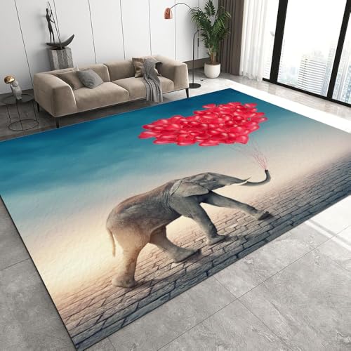 DILANI Elefant Kurzflor Teppich Matten rutschfeste FußMatte Kinderteppich Modern 3D Afrika Tiere Kinder Spielteppiche FüR Schlafzimmer Flur Wohnzimmer Boden Teppich 160x230 cm DILANI Elefant Kurzflor Teppich Matten rutschfeste FußMatte Kinderteppich Modern 3D Afrika Tiere Kinder Spielteppiche FüR Schlafzimmer Flur Wohnzimmer Boden Teppich 160x230 cm von DILANI
