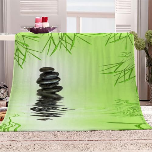 Decke 150x200 Zen Bambus Warm Winter Flauschige Flanelldecke,Weich Bequem Wohndecke,Sofadecke Stein 3D-Digitaldruck Super Soft Decke Für Kinder Erwachsene Geschenk von DILANI