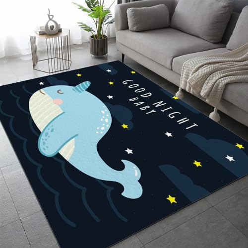 Mond Wal Teppich Schlafzimmer rutschfeste FußMatte Kawaii Tiere Kinderteppich Dekoration Carpets Teenager Kurzflor Flanell Teppiche Home Spielteppiche für Wohnzimmer 180x240 cm von DILANI