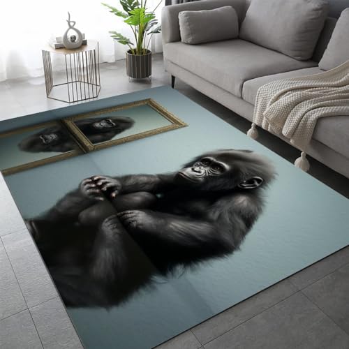 Schimpansen Teppich Schlafzimmer rutschfeste FußMatte Tier Kinderteppich Dekoration Carpets Teenager Kurzflor Flanell Teppiche Home Spielteppiche für Wohnzimmer 180x240 cm von DILANI
