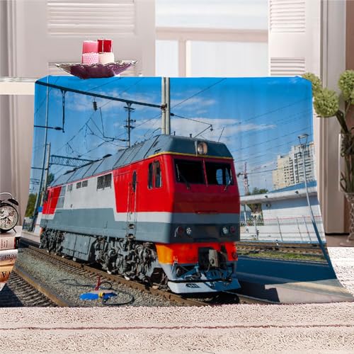 Zug Eisenbahn Warm Winter Weich Sofadecke 130x150 Retro-Dampfwagen 3D-Digitaldruck Sofa Flanelldecke Warme Kinderdecke Wohndecke für Bett Klimaanlage Decke Nap Decke Babydecke Sommer Blanket von DILANI
