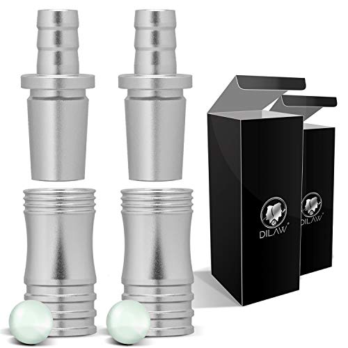 DILAW® Shisha Aluminium Schlauchadapter 18/8 Schliff Set 2-teilig Universal Hookah Wasserpfeife Alu Manyak,Opal,Vatos Menge: 2er Pack, Farbe: Silber von DILAW