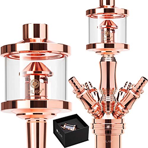 DILAW® Shisha DX1 Glas Molassefänger Edelstahl Wasserpfeife, Vorkühler-Aufsatz für(Schliff 18/8) Zubehör Farbe Rosé Gold von DILAW