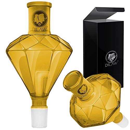 DILAW® Shisha Diamant Molassefänger Totenkopf (aus Glas für (Schliff 18/8) - Wasserpfeife, Vorkühler-Aufsatz Skull Wasserpfeife, Gold von DILAW