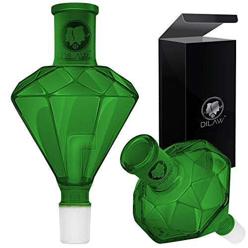 DILAW® Shisha Diamant Molassefänger Totenkopf (aus Glas für (Schliff 18/8) - Wasserpfeife, Vorkühler-Aufsatz Skull Wasserpfeife, Grün von DILAW