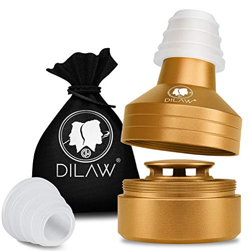 DILAW® Shisha ECO Molassefänger mit Gewinde - Universal aus Aluminium mit Adapter, Vorkühler-Aufsatz passt Universell für alle Shishas, 18er Schliff Einfach auf den Kopfadapter stecken, Gold von DILAW