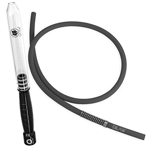 DILAW® Shisha Glas- Alu Mundstück Glasundstück + Silikonschlauch Kombinierbar mit Allen Handelsüblichen Schläuchen Black von DILAW
