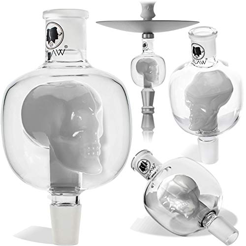 DILAW® Shisha Molassefänger Totenkopf Bunt (aus Glas für (Schliff 18/8) - Wasserpfeife, Vorkühler-Aufsatz Skull Wasserpfeife | Weiss von DILAW
