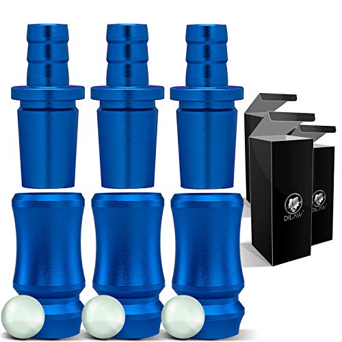 DILAW® Shisha SKITTO Aluminium Schlauchadapter 18/8 Schliff Set 2-teilig Universal Hookah Wasserpfeife Alu Manyak,Opal,Vatos, Farbe:Blau, Menge:3er Pack von DILAW