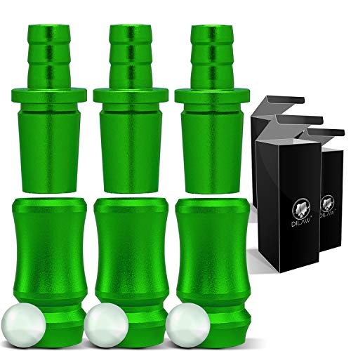 DILAW® Shisha SKITTO Aluminium Schlauchadapter 18/8 Schliff Set 2-teilig Universal Hookah Wasserpfeife Alu Manyak,Opal,Vatos, Farbe:Grün, Menge:3er Pack von DILAW