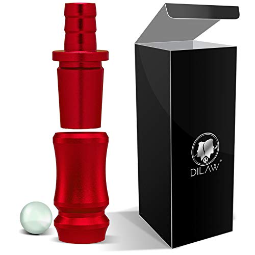 DILAW® Shisha SKITTO Aluminium Schlauchadapter 18/8 Schliff Set 2-teilig Universal Hookah Wasserpfeife Alu Manyak,Opal,Vatos, Farbe:Rot, Menge:1er Pack von DILAW