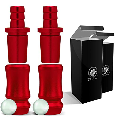 DILAW® Shisha SKITTO Aluminium Schlauchadapter 18/8 Schliff Set 2-teilig Universal Hookah Wasserpfeife Alu Manyak,Opal,Vatos, Farbe:Rot, Menge:2er Pack von DILAW