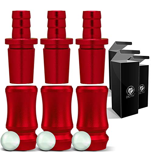 DILAW® Shisha SKITTO Aluminium Schlauchadapter 18/8 Schliff Set 2-teilig Universal Hookah Wasserpfeife Alu Manyak,Opal,Vatos, Farbe:Rot, Menge:3er Pack von DILAW