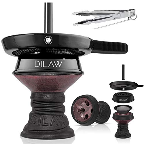 DILAW® Shisha Steinkopf Set Kaminkopf Big Tabaksieb Kohlezange Kaminaufsatz Tabak Kopf, Farbe:Pink von DILAW