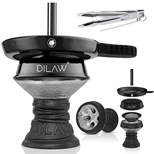 DILAW® Shisha Steinkopf Set Kaminkopf Big Tabaksieb Kohlezange Kaminaufsatz Tabak Kopf, Farbe:Weiß von DILAW